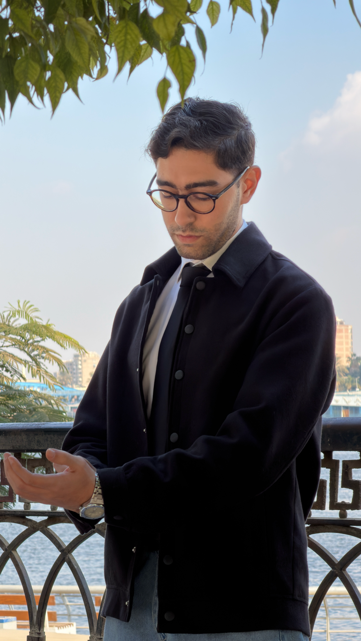 Aura black wool jacket